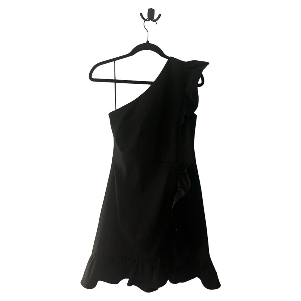 J‎ Crew Black One Shoulder Ruffle Dress Party Cocktail Mini Dress